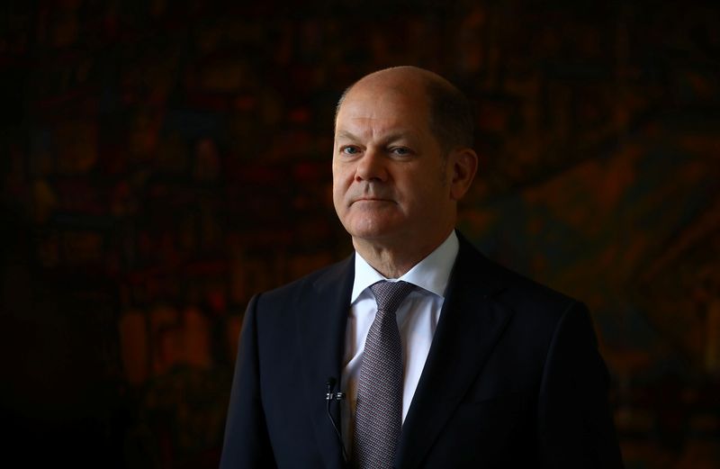 &copy; Reuters. FILE PHOTO: German Finance Minister Olaf Scholz attends a Reuters interview in Berlin, Germany, April 10, 2019. REUTERS/Hannibal Hanschke