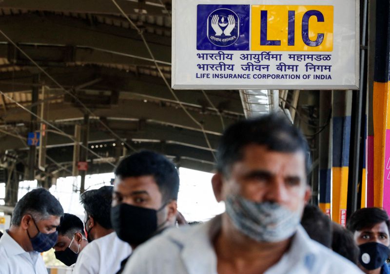 &copy; Reuters. FILE PHOTO: Life Insurance Corporation of India (LIC) logo is seen at a metro station in Mumbai, India, January 31, 2022. REUTERS/Francis Mascarenhas/File Photo