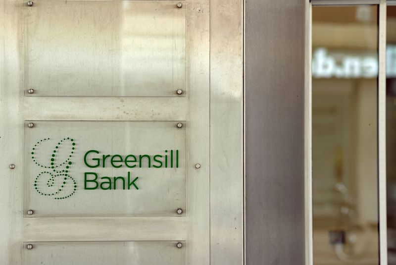 &copy; Reuters. FILE PHOTO: Logo of Greensill Bank is pictured in downtown Bremen, Germany, March 10, 2021. REUTERS/Fabian Bimmer