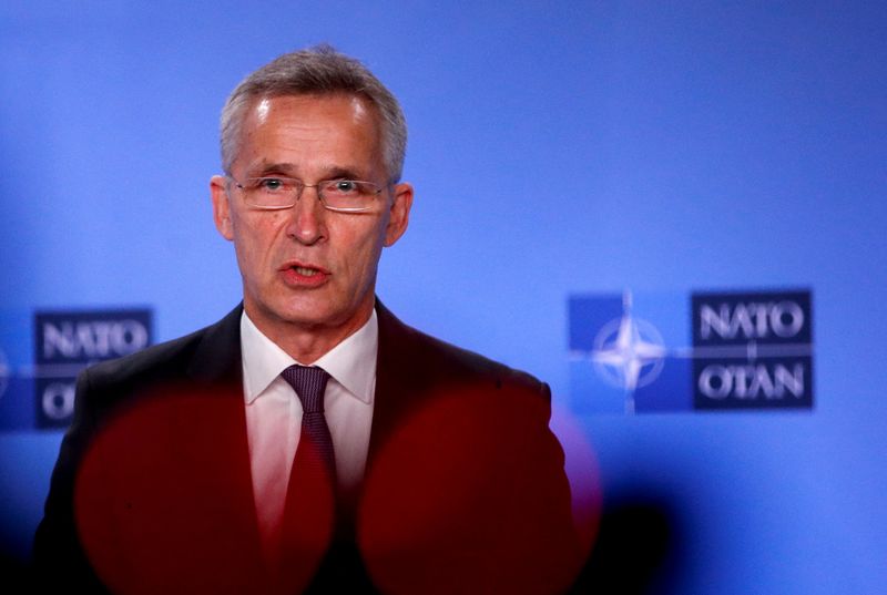 &copy; Reuters. Secretário-geral da Otan, Jens Stoltenberg, durante entrevista coletiva em Bruxelas
03/02/2022 REUTERS/Johanna Geron