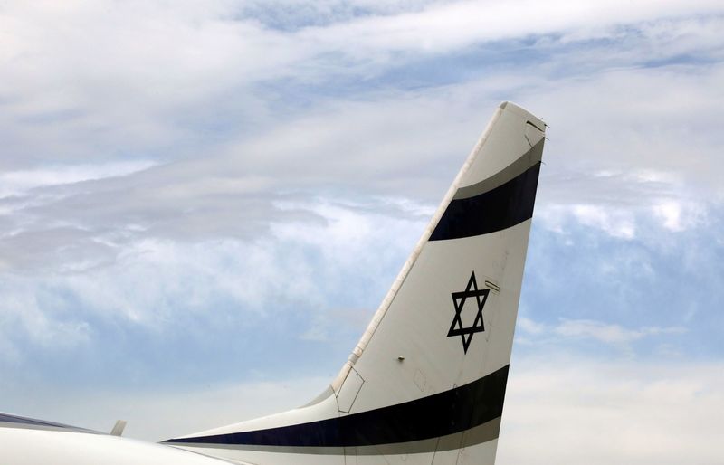 &copy; Reuters. FILE PHOTO: An Israel El Al airlines plane is seen after its landing following its inaugural flight between Tel Aviv and Nice at Nice international airport, France, April 4, 2019.  REUTERS/Eric Gaillard