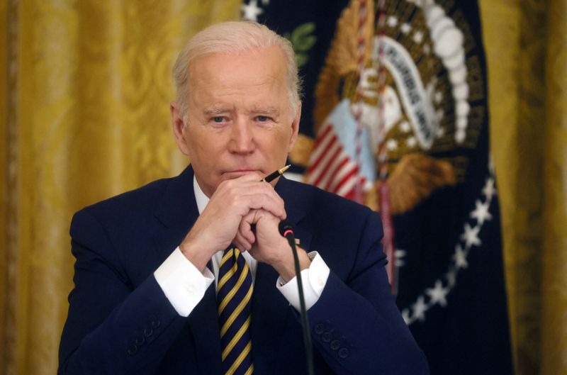 &copy; Reuters. Presidente dos EUA, Joe Biden, na Casa Branca
31/01/2022 REUTERS/Leah Millis