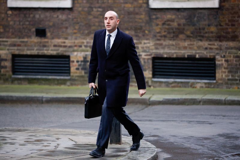 &copy; Reuters. FILE PHOTO: The Downing Street Chief of Staff Dan Rosenfield walks outside Downing Street, in London, Britain, January 19, 2022. REUTERS/John Sibley