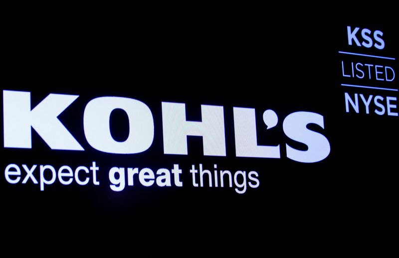 &copy; Reuters. FILE PHOTO: The logo and trading informations for Kohl's  is displayed on a screen on the floor at the New York Stock Exchange (NYSE) in New York, U.S., January 13, 2020. REUTERS/Brendan McDermid/File Photo