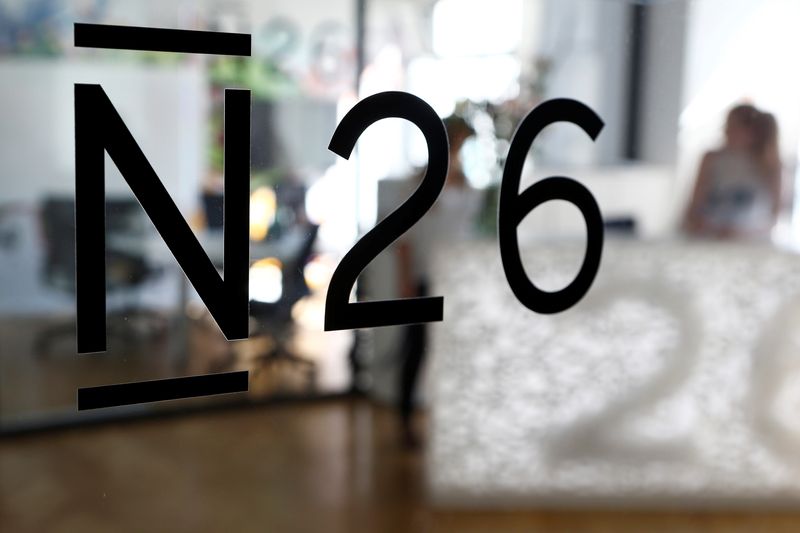 &copy; Reuters. FILE PHOTO: The logo of the Fintech N26 (Number26), seen in the N26 office in Berlin, Germany, August 19, 2016.   REUTERS/Axel Schmidt