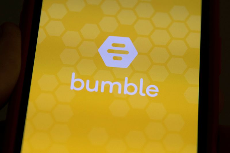 &copy; Reuters. FILE PHOTO: The Bumble Inc. (BMBL) app is shown on an Apple iPhone in this photo illustration as the dating app operator made its debut IPO on the Nasdaq stock exchange February 11, 2021.  REUTERS/Mike Blake/Illustration