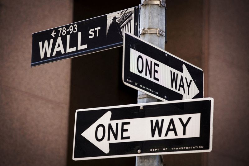 &copy; Reuters. FILE PHOTO: A 'Wall St' sign is seen above two 'One Way' signs in New York August 24, 2015. REUTERS/Lucas Jackson