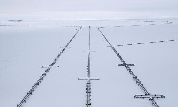 &copy; Reuters. ウクライナ国営ガス輸送システム運営会社は７日、１月のウクライナ経由欧州向けロシア産天然ガス輸送量が前年同月比５７％減の１６億立方メートルだったと明らかにした。写真は、ロシ