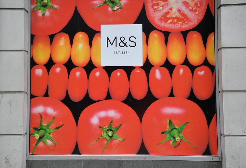 &copy; Reuters. FILE PHOTO: A Marks and Spencer logo is seen on a store in London, Britain, May 23, 2018. REUTERS/Toby Melville