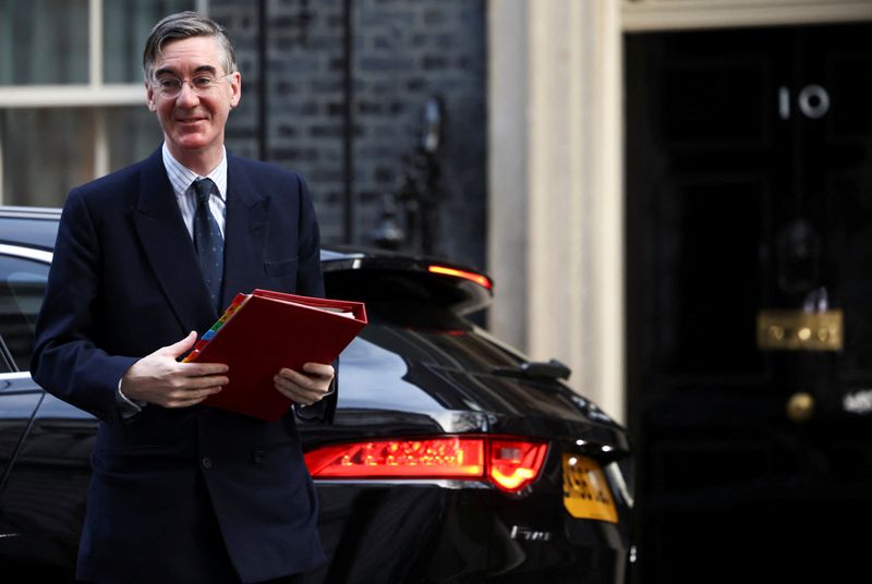 &copy; Reuters. Britain's leader of the House of Commons Jacob Rees-Mogg walks outside Downing Street in London, Britain, February 1, 2022. REUTERS/Henry Nicholls