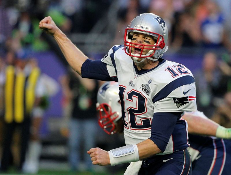 &copy; Reuters. Tom Brady vibra durante Super Bowl de 2015 entre New England Patriots e Seatle Seahawks
01/02/2015 REUTERS/Brian Snyder