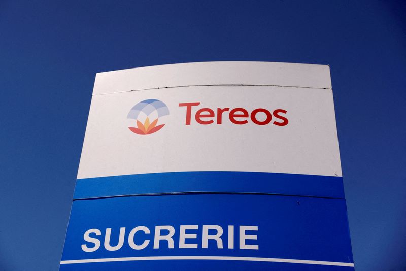 &copy; Reuters. FILE PHOTO: A view shows a logo at the entrance of the Tereos sugar factory in Escaudoeuvres, France, June 1, 2021. REUTERS/Pascal Rossignol/File Photo