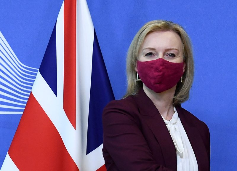&copy; Reuters. وزيرة الخارجية البريطانية ليز تراس في مقر الاتحاد الأوروبي ببروكسل يوم 24 يناير كانون الثاني 2022. صورة لرويترز من ممثل عن وكالات الأنباء