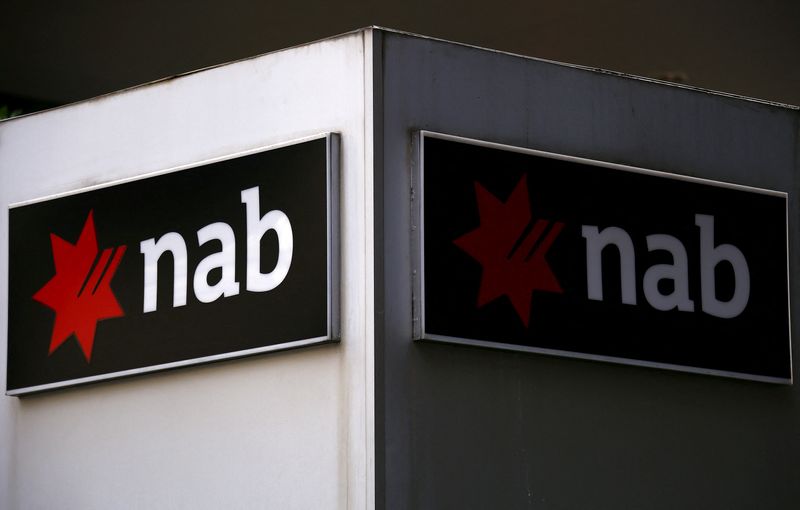 &copy; Reuters. FILE PHOTO: A National Australia Bank (NAB) sign is displayed outside an office building in central Sydney, Australia, July 24, 2015. REUTERS/David Gray