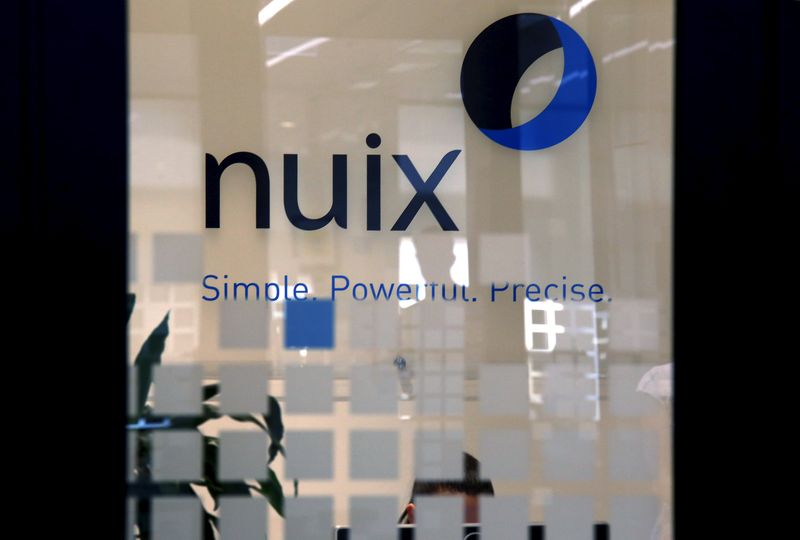 &copy; Reuters. FILE PHOTO: The logo of software company Nuix can be seen in their office located in central Sydney, Australia, April 5, 2016.  REUTERS/David Gray     