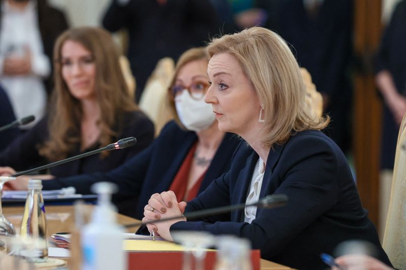 &copy; Reuters. Ministra brotânica das Relações Exteriores, Liz Truss, durante visita a Moscou
10/02/2022 Ministério das Relações Exteriores da Rússia/Divulgação via REUTERS