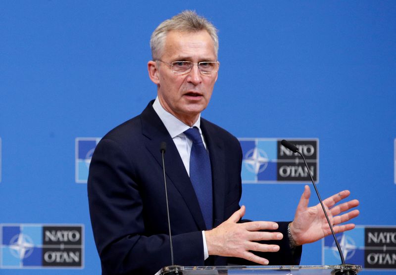 &copy; Reuters. Secretário-geral da Otan, Jens Stoltenberg, durante entrevista coletiva em Bruxelas
07/02/2022 REUTERS/Johanna Geron