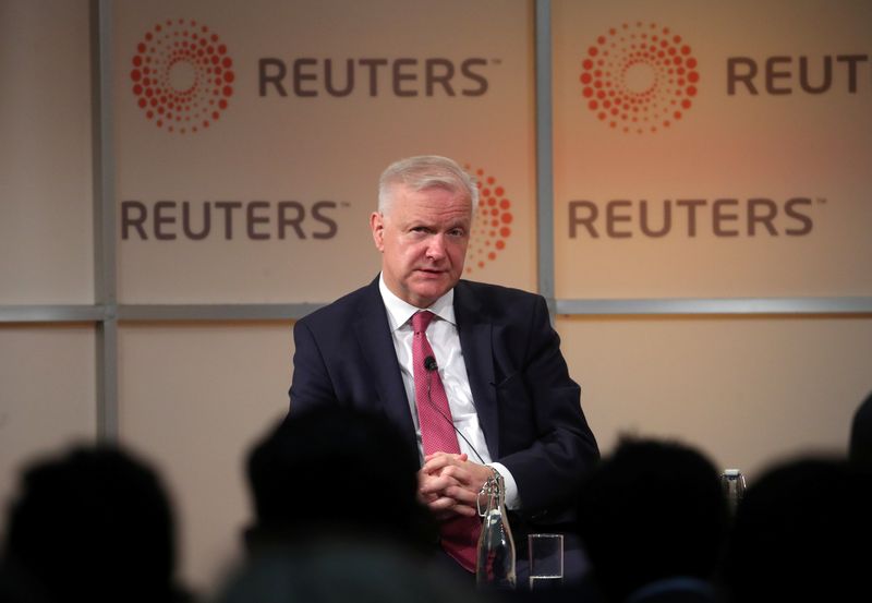 © Reuters. Presidente do banco central finlandês, Olli Rehn, em entrevista à Reuters em Londres
29/05/2019 REUTERS/Hannah McKay
