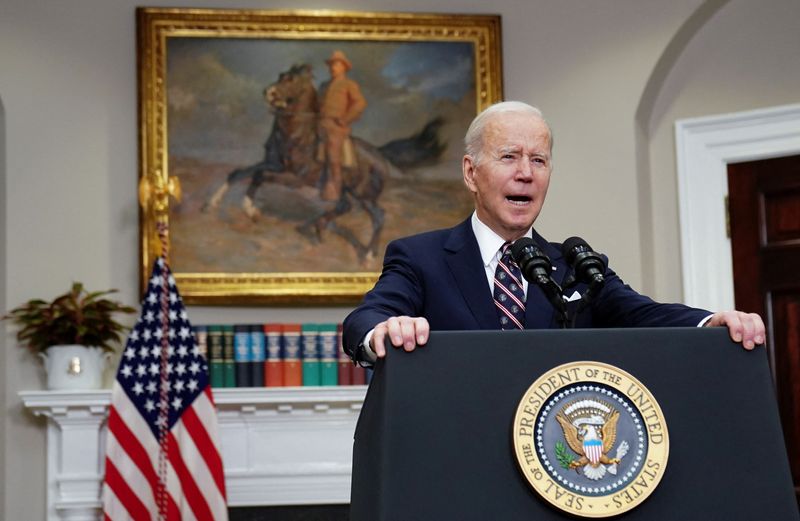 &copy; Reuters. Presidente dos EUA, Joe Biden, durante pronunciamento na Casa Branca
03/02/2022 REUTERS/Sarah Silbiger