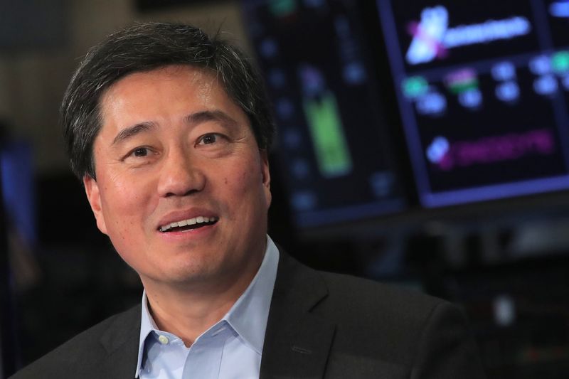 &copy; Reuters. FILE PHOTO: Uber Technologies Inc. Chief Financial Officer Nelson Chai speaks on television on the trading floor of the New York Stock Exchange (NYSE) during the company's IPO in New York, U.S., May 10, 2019.  REUTERS/Brendan McDermid