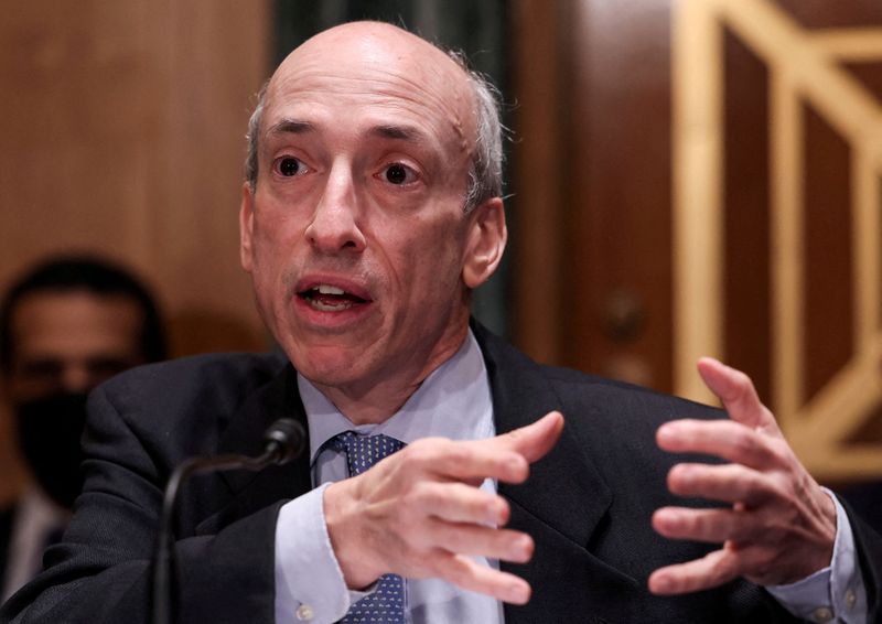 &copy; Reuters. FILE PHOTO: U.S. Securities and Exchange Commission (SEC) Chair Gary Gensler testifies before a Senate Banking, Housing, and Urban Affairs Committee oversight hearing on the SEC on Capitol Hill in Washington, U.S., September 14, 2021. REUTERS/Evelyn Hocks