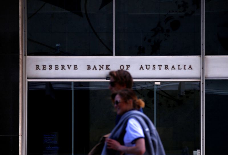 &copy; Reuters. FILE PHOTO: Pedestrians walk past the main entrance to the Reserve Bank of Australia building in central Sydney, Australia, October 3, 2016. REUTERS/David Gray