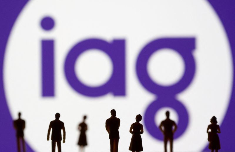 &copy; Reuters. FILE PHOTO: Small toy figures are seen in front of displayed IAG (Insurance Australia Group) logo in this illustration taken, November 8, 2021. REUTERS/Dado Ruvic/Illustration/File Photo