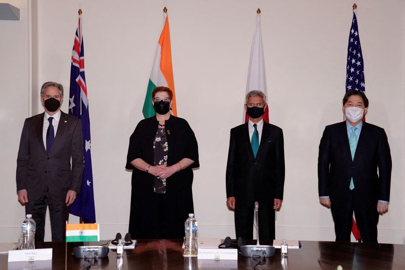&copy; Reuters. اجتماع لوزراء خارجية الولايات المتحدة وأستراليا والهند واليابان، دول مجموعة الحوار الأمني الرباعي في ملبورن يوم الجمعة. تصوير ساندرا ساند