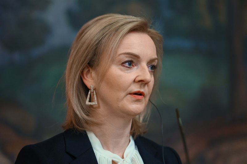 &copy; Reuters. FILE PHOTO: British Foreign Secretary Liz Truss attends a joint news conference with Russian Foreign Minister Sergei Lavrov in Moscow, Russia February 10, 2022. Russian Foreign Ministry/Handout via REUTERS/File Photo