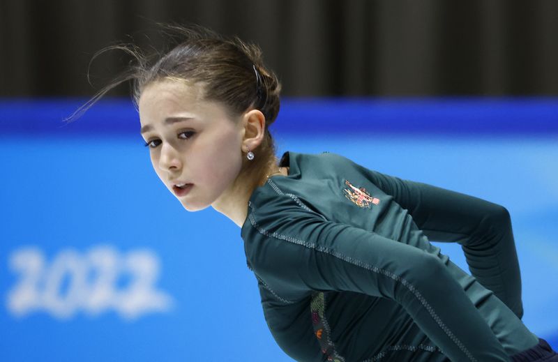 &copy; Reuters. Patinadora russa Kamila Valieva durante treinamento na Olimpíada de Inverno de Pequim 2022
14/02/2022 REUTERS/Evgenia Novozhenina