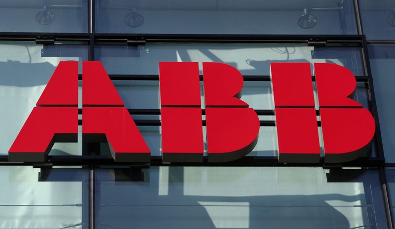 &copy; Reuters. FILE PHOTO: The logo of Hitachi ABB is seen at an office building in Zurich, Switzerland September 10, 2020. REUTERS/Arnd Wiegmann