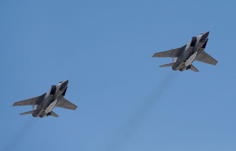 &copy; Reuters. ロシアは地中海東部で実施する海軍演習のために、戦闘機「ミグ３１Ｋ」（写真）と戦略爆撃機「ツポレフ２２Ｍ」のほか、極超音速ミサイル「キンジャール」をシリアに配備した。２０１