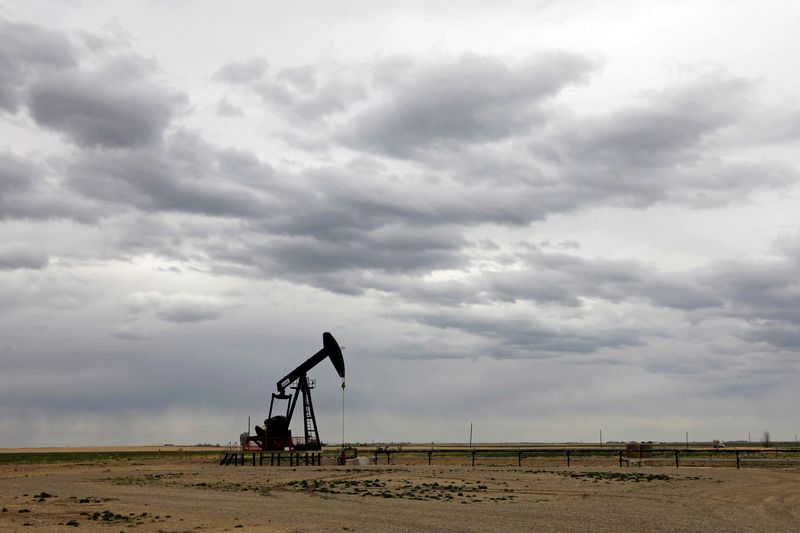 © Reuters. FILE PHOTO: An oil & gas pump jack is seen near Granum, Alberta, Canada May 6, 2020. Picture taken May 6, 2020. REUTERS/Todd Korol/File Photo