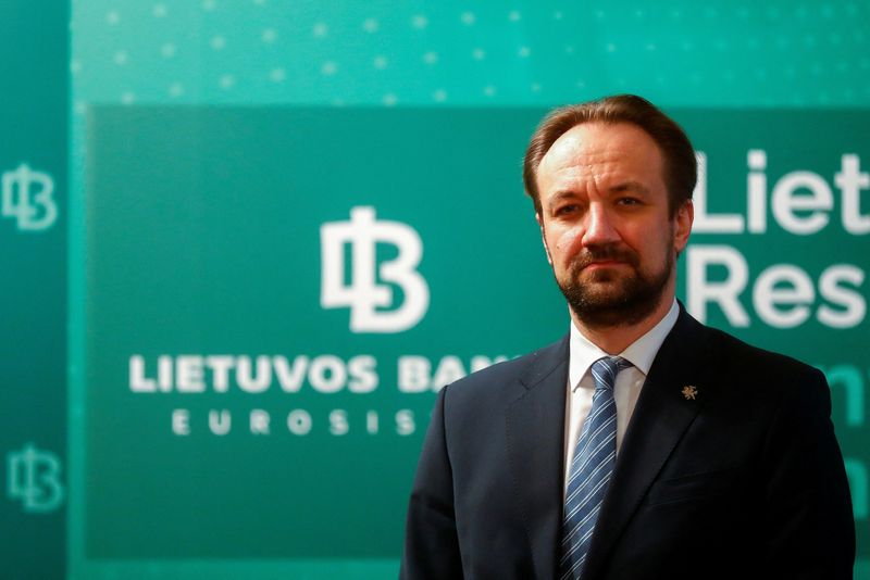 &copy; Reuters. FILE PHOTO: The new governor of the Lithuanian central bank, Gediminas Simkus, poses for a picture in Vilnius, Lithuania, April 1, 2021. REUTERS/Ints Kalnins/File Photo