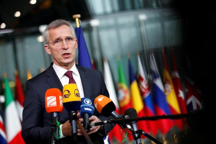 &copy; Reuters. NATO Secretary-General Jens Stoltenberg speaks ahead of a NATO Defence Ministers meeting in Brussels, Belgium, February 16, 2022. REUTERS/Johanna Geron