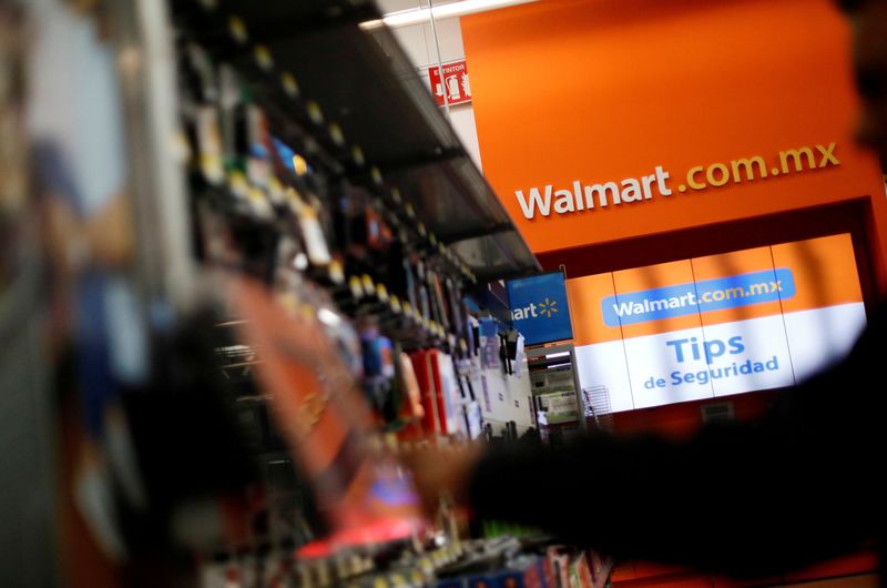 &copy; Reuters. FILE PHOTO: A Walmart sign is pictured inside a Walmart store in Mexico City, Mexico March 28, 2019.   REUTERS/Edgard Garrido/File Photo  