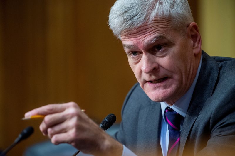 &copy; Reuters. U.S. Senator Bill Cassidy (R-LA) questions Chris Magnus as he appears before a Senate Finance Committee hearing on his nomination to be the next U.S. Customs and Border Protection commissioner in the Dirksen Senate Office Building on Capitol Hill in Washi