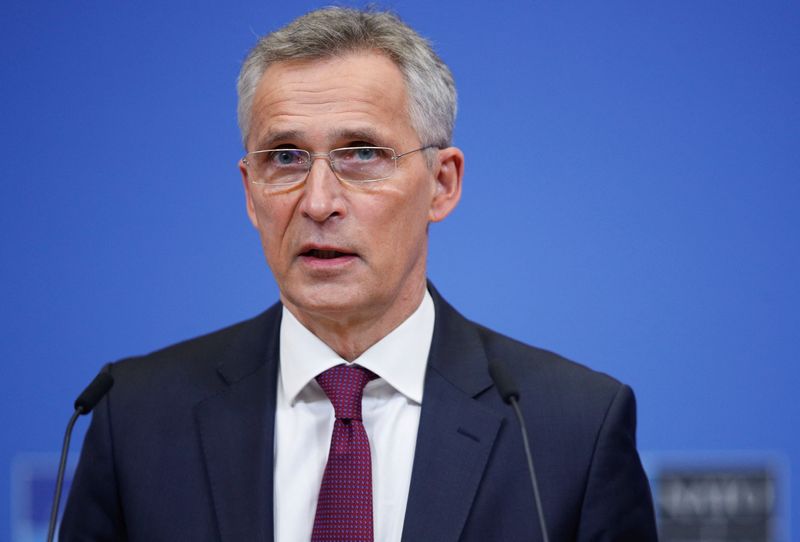 &copy; Reuters. NATO Secretary-General Jens Stoltenberg speaks during a NATO Defence Ministers meeting in Brussels, Belgium, February 16, 2022. REUTERS/Johanna Geron