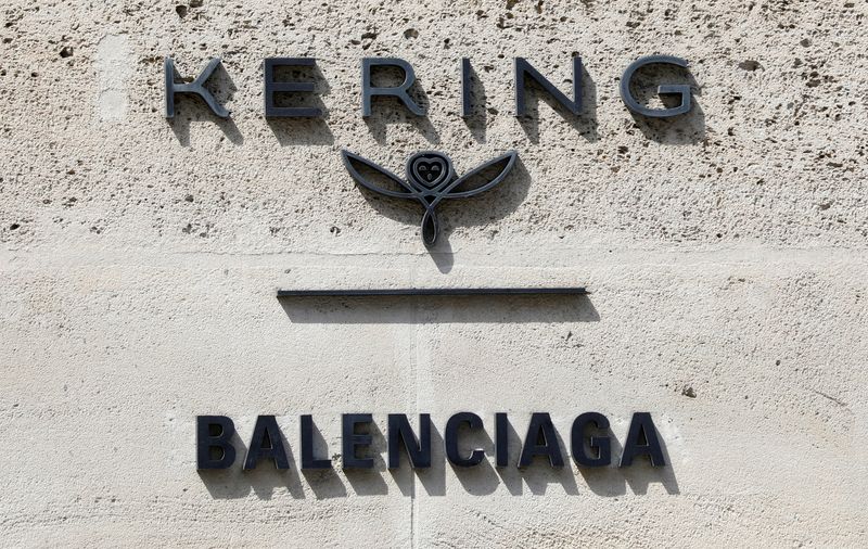 &copy; Reuters. FILE PHOTO: The logos of French luxury group Kering and fashion house Balenciaga are pictured on Kering headquarters in Paris, France, April 20, 2020.  REUTERS/Charles Platiau/File Photo