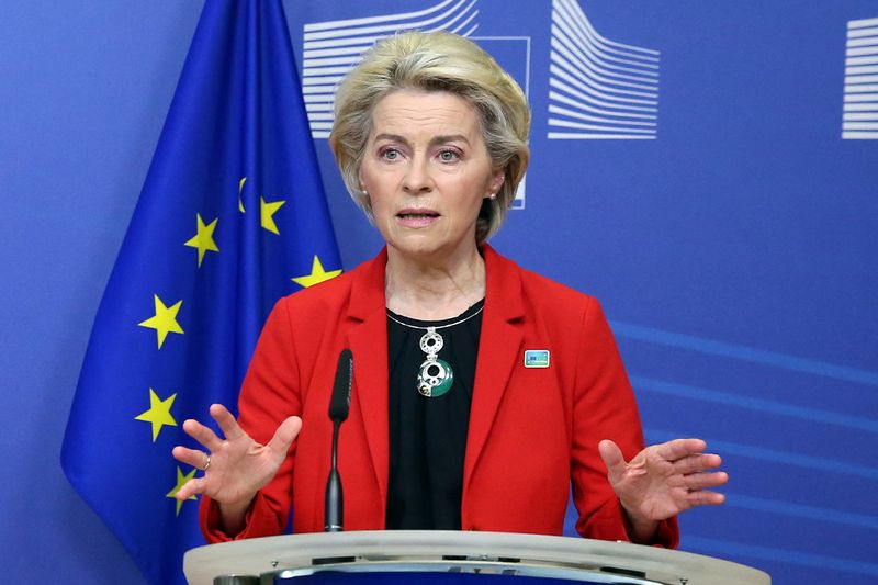 &copy; Reuters. Presidente da Comissão Europeia, Ursula von der Leyen, em Bruxelas
17/02/2022 Francois Walschaerts/Pool via REUTERS