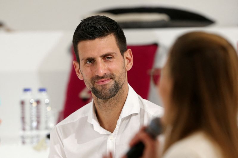 &copy; Reuters. Tennis player Novak Djokovic visits the Serbia pavilion at Expo 2020 for the presentation of the Novak Djokovic Foundation, in Dubai, United Arab Emirates, February 17, 2022. REUTERS/Satish Kumar