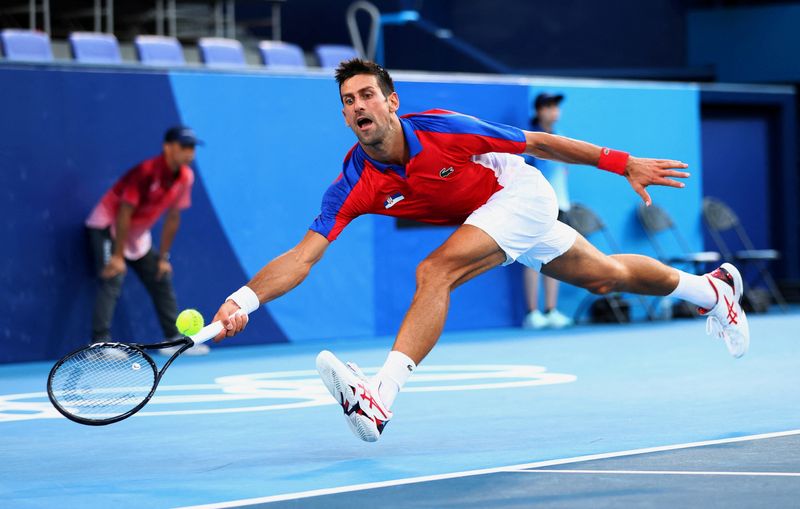 &copy; Reuters. Novak Djokovic em disputa da medalha de bronze nos Jogos de Tóquio
31/07/2021
REUTERS/Edgar Su