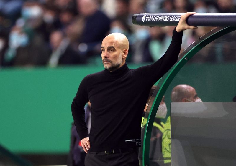 &copy; Reuters. Técnico Pep Guardiola no Estádio José Alvalade, em Lisboa, Portugal 
15/02/2022 
Action Images via Reuters/Carl Recine