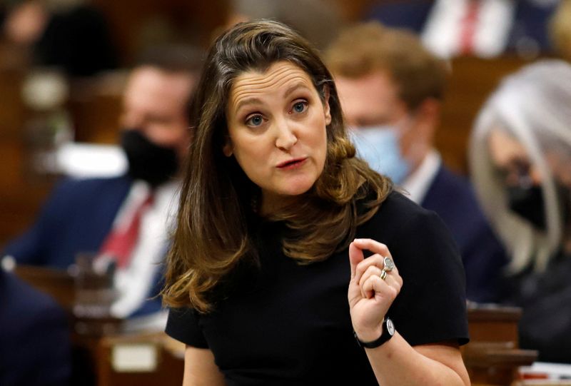 Canada's Freeland strays from G20 economic script to warn Russia on Ukraine - sources