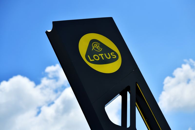 &copy; Reuters. FILE PHOTO: A Lotus sign is seen at the car plant headquarters in Hethel, Britain June 23, 2021. Picture taken June 23, 2021. REUTERS/Dylan Martinez