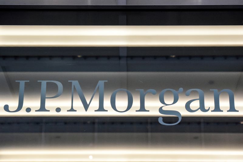 &copy; Reuters. FILE PHOTO: A J.P. Morgan logo is seen in New York City, U.S., January 10, 2017. REUTERS/Stephanie Keith