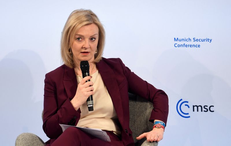 &copy; Reuters. Ministra britânica das Relações Exteriores, Liz Truss, durante conferência de segurança em Munique
19/02/2022 REUTERS/Andreas Gebert