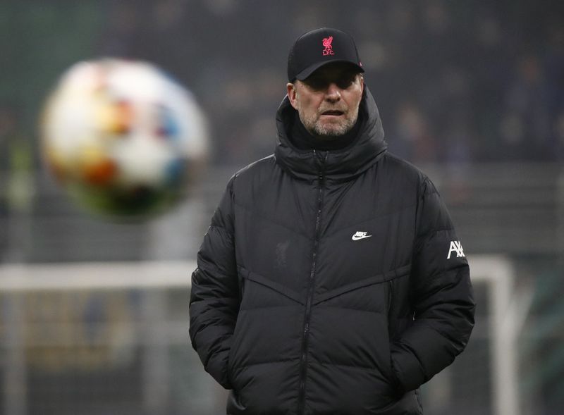 &copy; Reuters. Técnico do Liverpool, Juergen Klopp, durante partida contra a Inter de Milão pela Liga dos Campeões
16/02/2022 REUTERS/Alessandro Garofalo