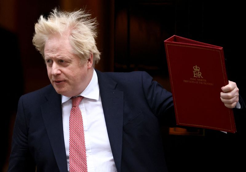 &copy; Reuters. British Prime Minister Boris Johnson leaves 10 Downing Street, in London, Britain, February 21, 2022. REUTERS/Tom Nicholson