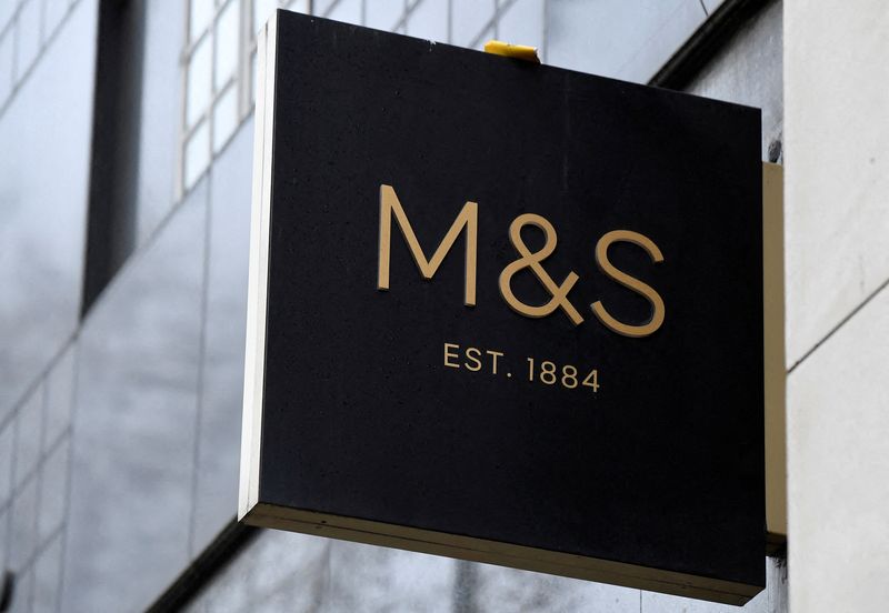 &copy; Reuters. FILE PHOTO: A sign for Marks and Spencer (M&S) hangs outside one of their UK stores in London, Britain, December 28, 2021. REUTERS/Toby Melville